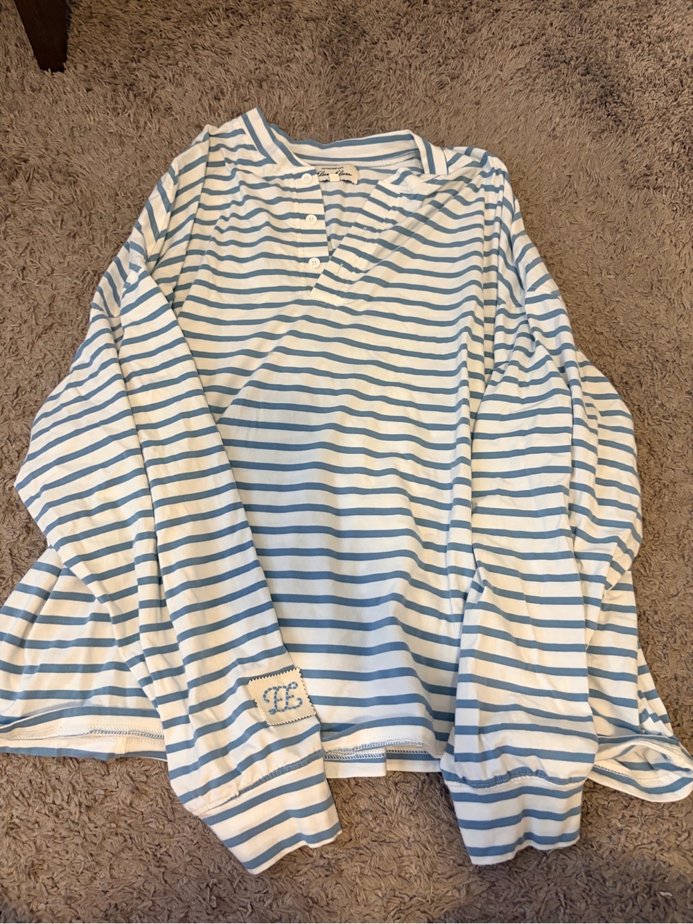Eleven Eleven long sleeve striped Henley -M